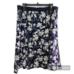 Cato A Line Skirt Womens SZ L Sheer Floral Overlay Spring Coastal Boho Modest